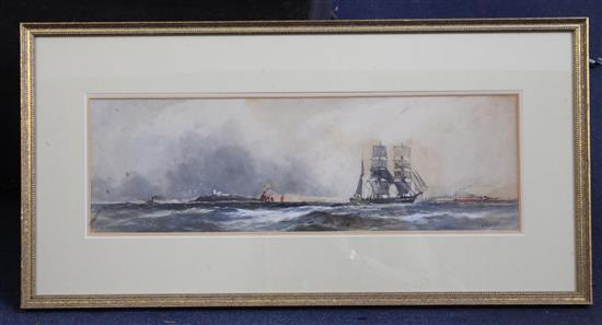 § Frank Henry Mason (1876-1965) Shipping off the coast 6.75 x 21.75in.